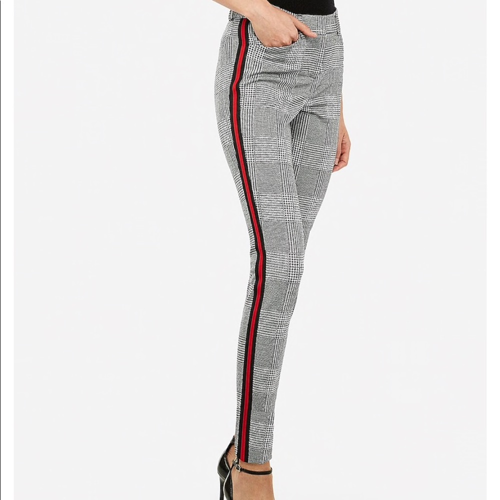 Express Women’s Plaid Side Stripe Skinny Pants